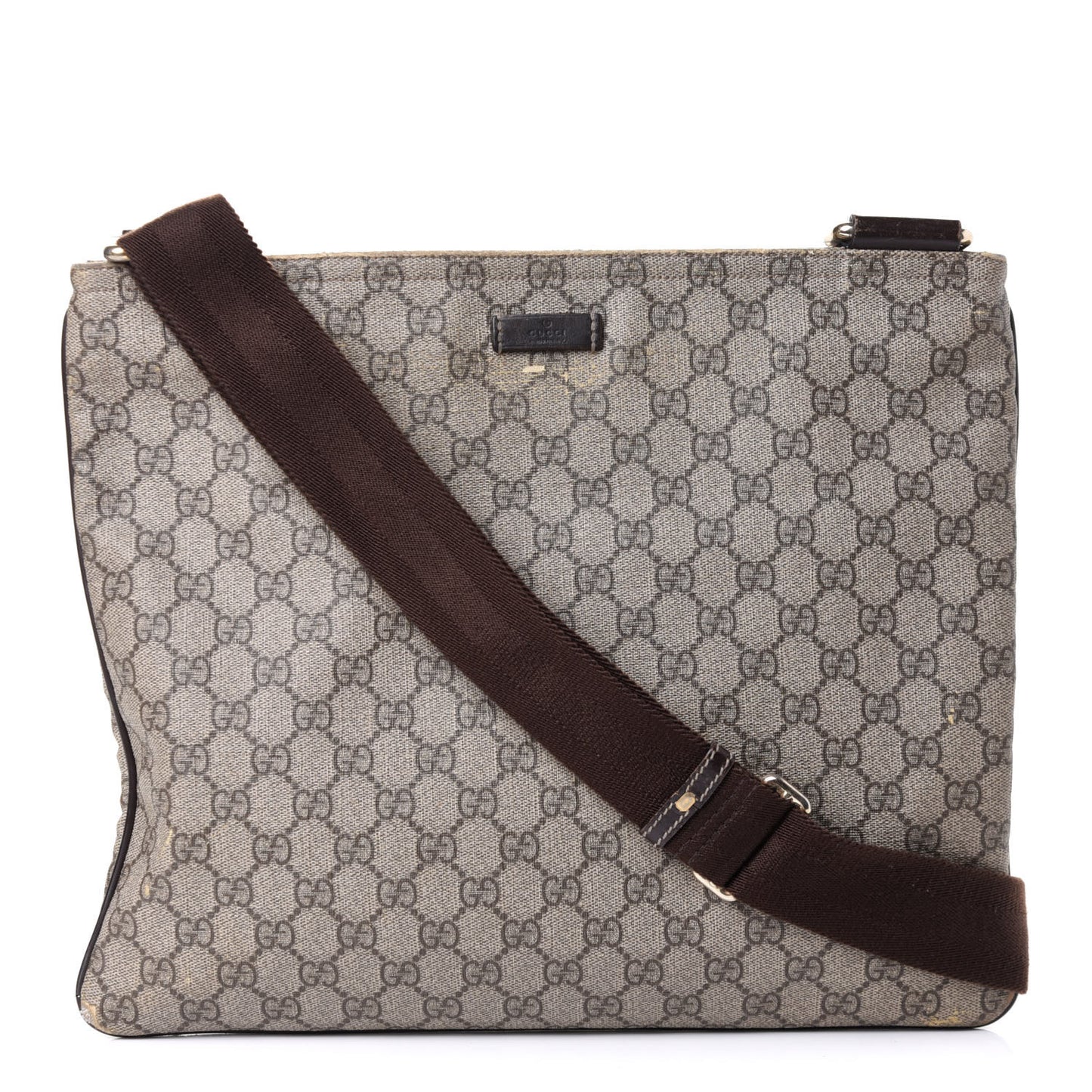 GG Supreme Monogram Medium Flat Messenger Bag Dark Brown