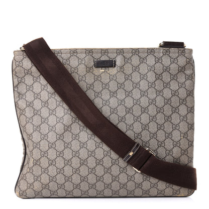 Gucci GG Supreme Monogram Medium Flat Messenger Bag Dark Brown 1 of 13
