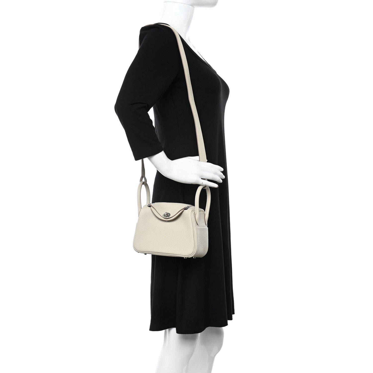 Hermes Taurillon Clemence Mini Lindy 20 Beton 2 of 12