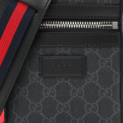 Gucci GG Supreme Monogram Appia Calfskin Web Small Camera Messenger Bag Black Grey 8 of 10