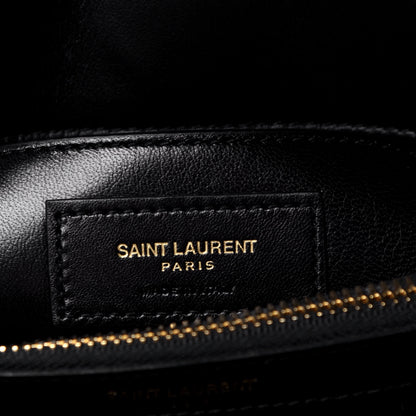 Saint Laurent Calfskin Suede Matelasse Chevron Monogram Medium College Bag Black 6 of 8