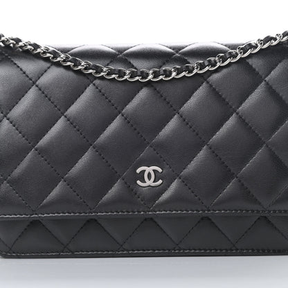 Chanel Lambskin Quilted Wallet On Chain WOC Black 9 of 14