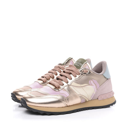 Valentino Garavani Metallic Nappa Suede Camouflage Womens Rockrunner Sneakers 36 Multicolor 3 of 9