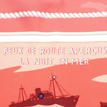 Hermes Silk Feux de Route Apercus la Nuit Scarf 90 Corail Blanc Saumon 4 of 5