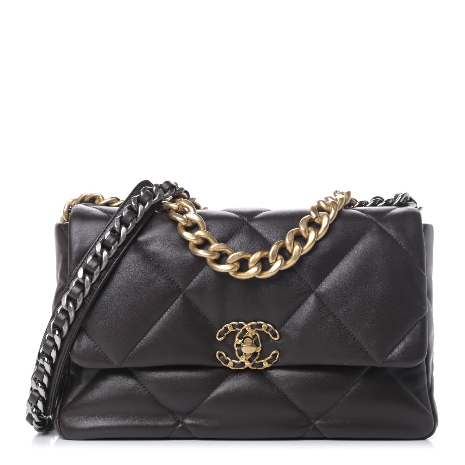 Chanel Lambskin Quilted Large Chanel 19 Flap Dark Brown 1 of 5