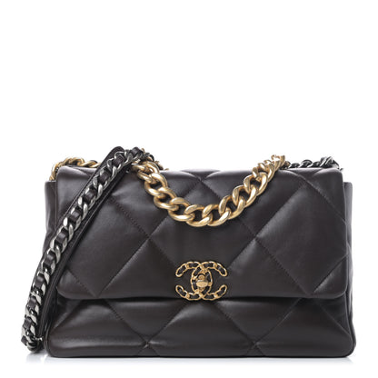 Chanel Lambskin Quilted Large Chanel 19 Flap Dark Brown 1 of 5