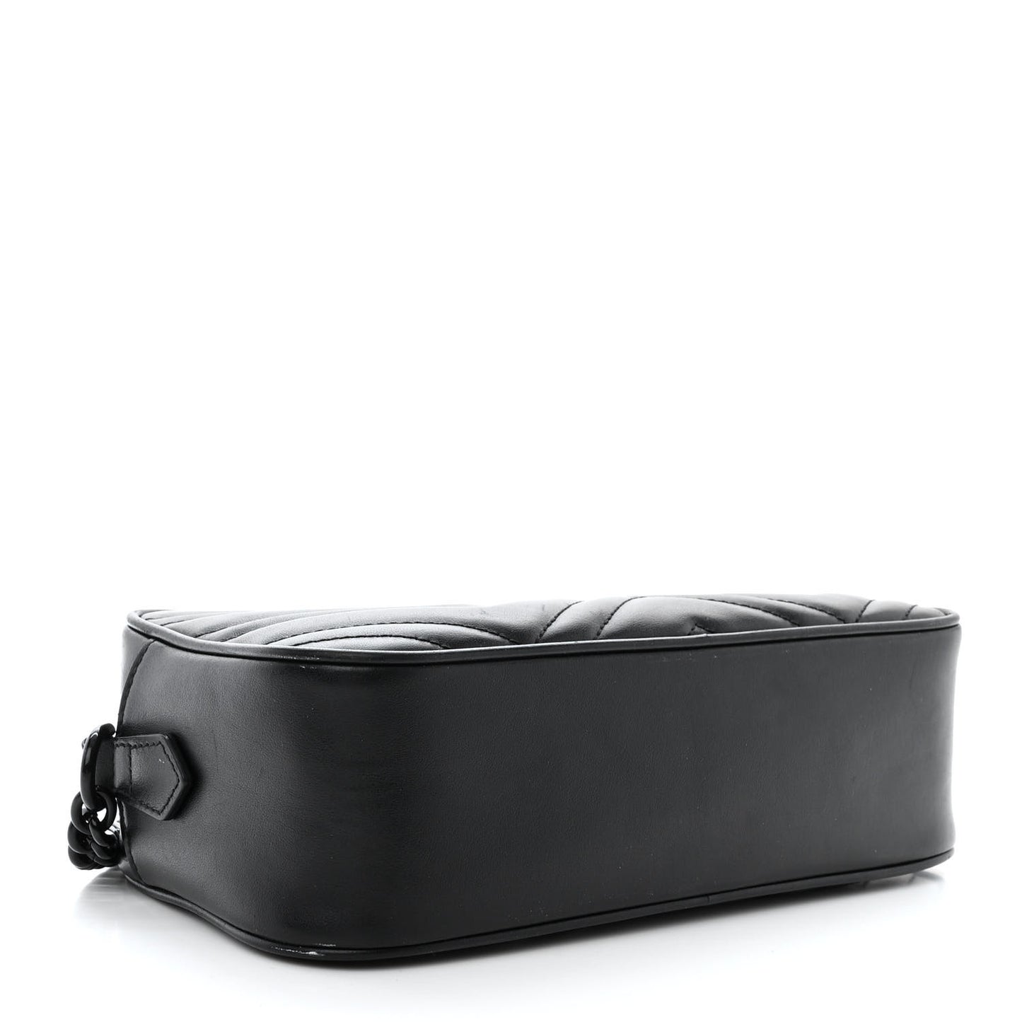 Calfskin Matelasse Monochrome Small GG Marmont Chain Shoulder Bag Black