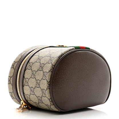 Gucci GG Supreme Monogram Textured Calfskin Web Ophidia Vanity Cosmetic Case Beige Ebony New Acero 4 of 8