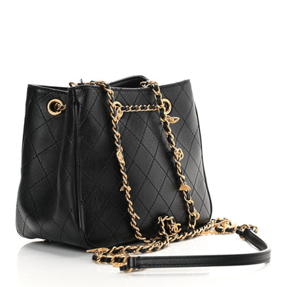 Chanel Calfskin Stitched Small Egyptian Amulet Drawstring Bag Black 2 of 11