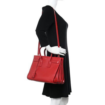 Saint Laurent Calfskin Small Sac De Jour Lipstick Red 2 of 19