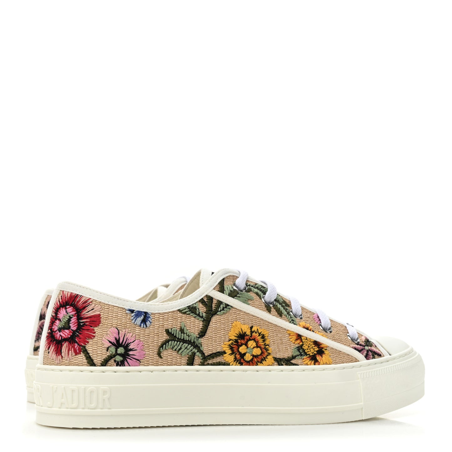 Canvas Rosa Mutabilis Embroidered Womens Walk'N'Dior Low Top Sneakers 38 Multicolor