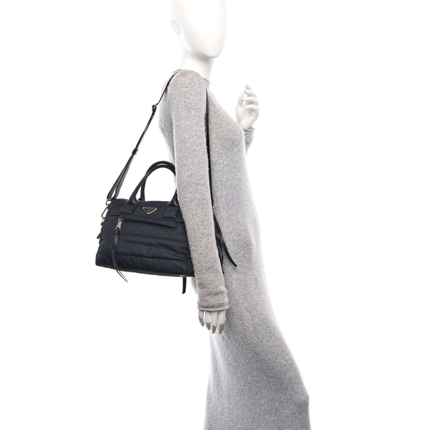 Prada Tessuto Nylon Bomber Tote Black 2 of 9