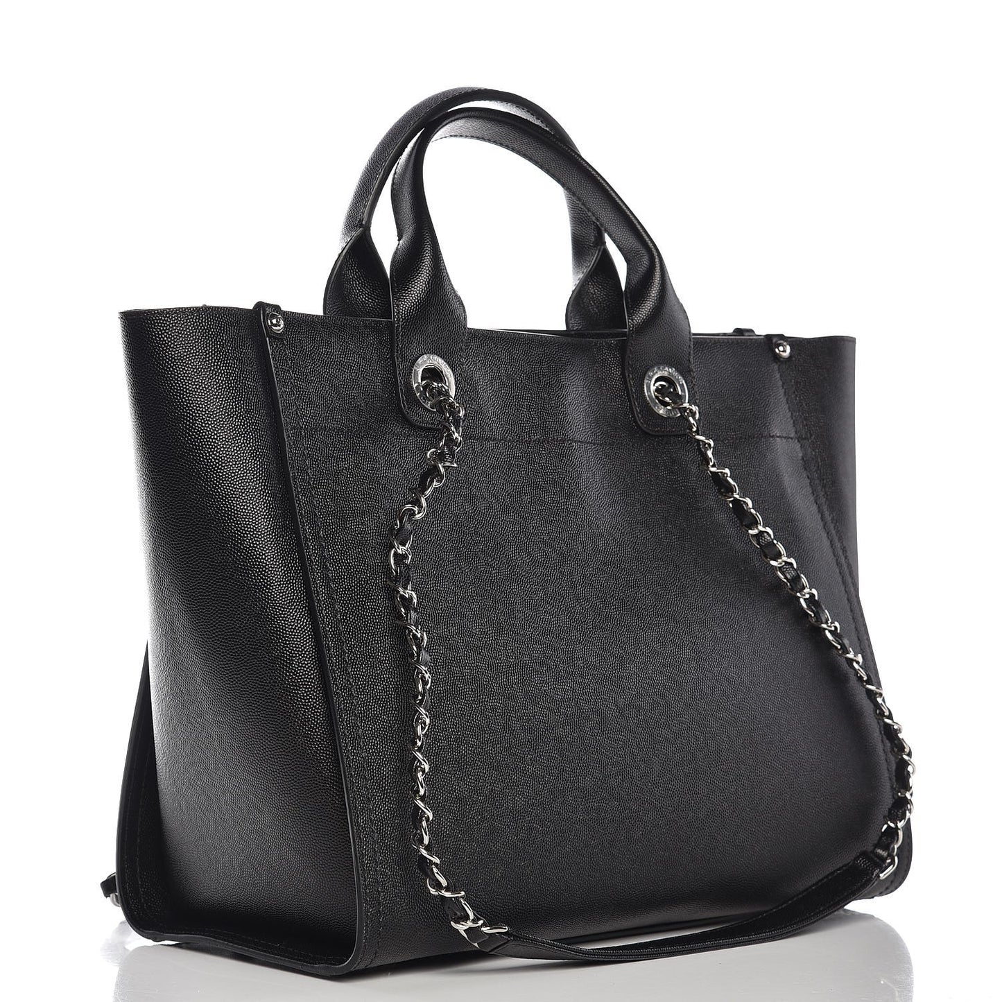 Caviar Small Studded Deauville Tote Black