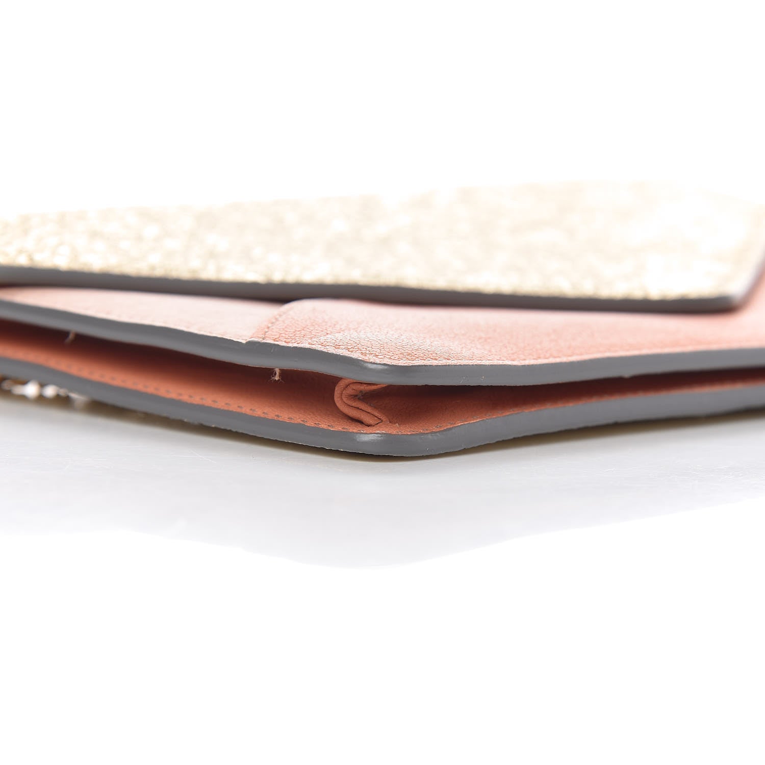 Chloe Metallic Calfskin Patchwork Chain Wallet Blush Nude 10 of 12