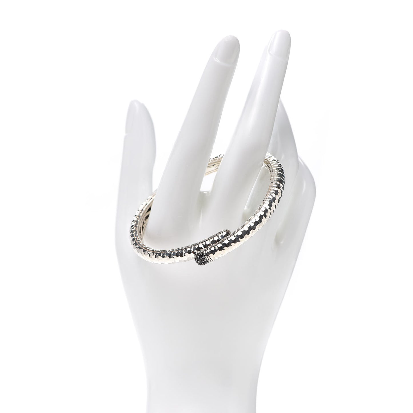 Sterling Silver Black Sapphire Small Lava Kick Cuff Bracelet