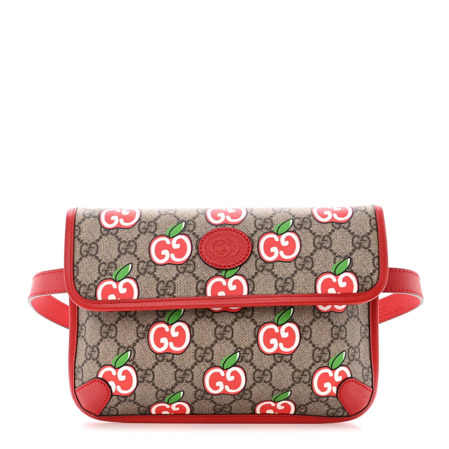 GG Supreme Monogram Apple Interlocking G Belt Bag Beige Multicolor Lobster Red