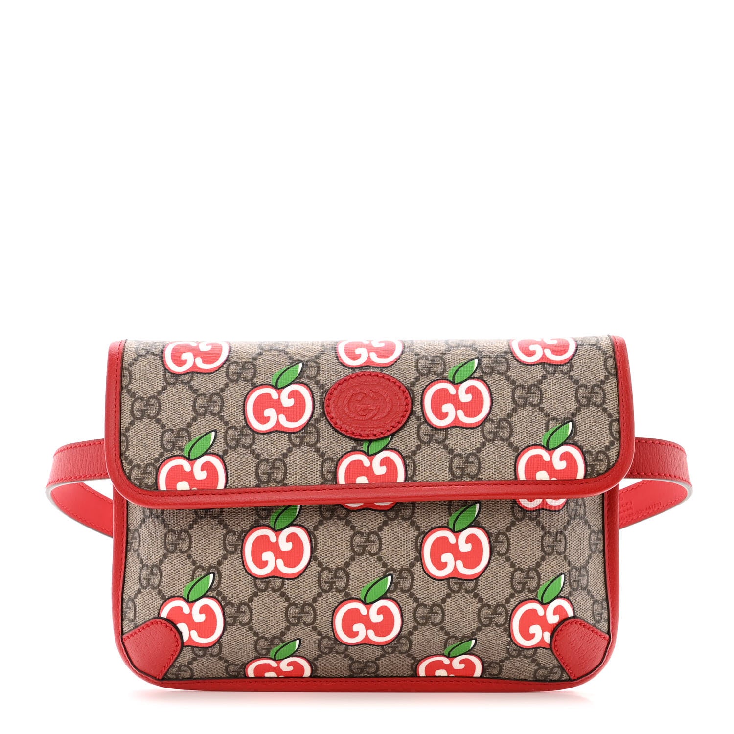 Gucci GG Supreme Monogram Apple Interlocking G Belt Bag Beige Multicolor Lobster Red 1 of 13