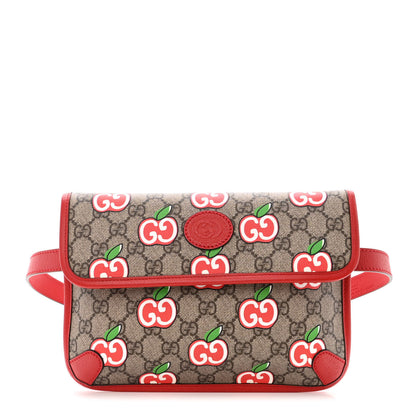 Gucci GG Supreme Monogram Apple Interlocking G Belt Bag Beige Multicolor Lobster Red 1 of 13