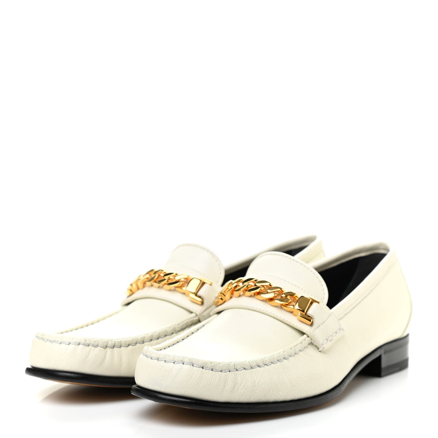 Calfskin Womens Chain Loafers 39 White