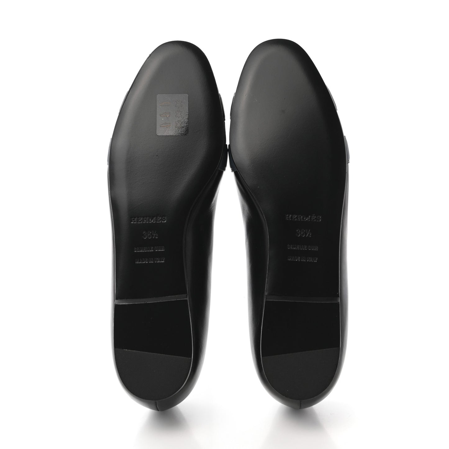 Box Calfskin Nice Ballerina Flats 36.5 Black Bleu Ardoise Cedre