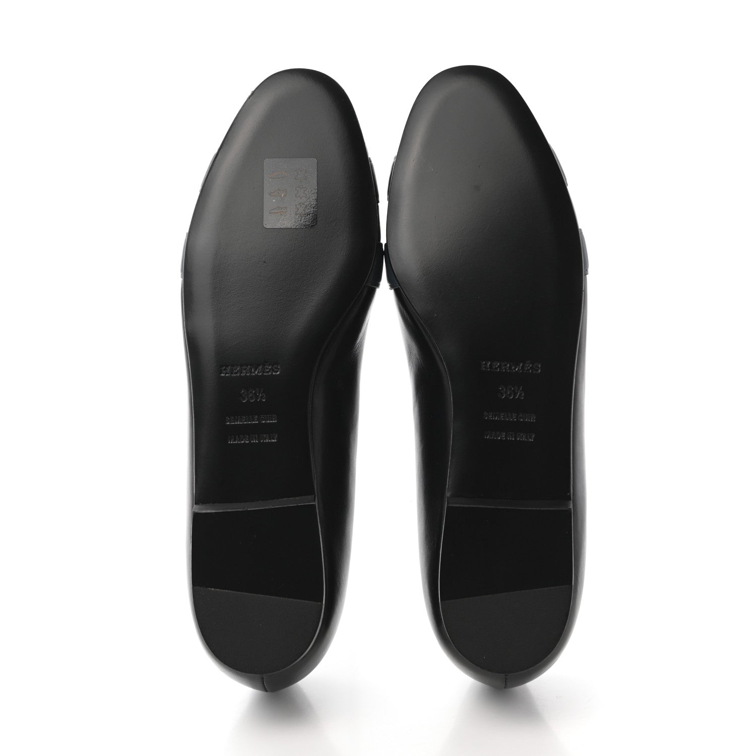 Hermes Box Calfskin Nice Ballerina Flats 36.5 Black Bleu Ardoise Cedre 9 of 14