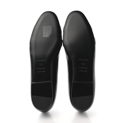 Hermes Box Calfskin Nice Ballerina Flats 36.5 Black Bleu Ardoise Cedre 9 of 14