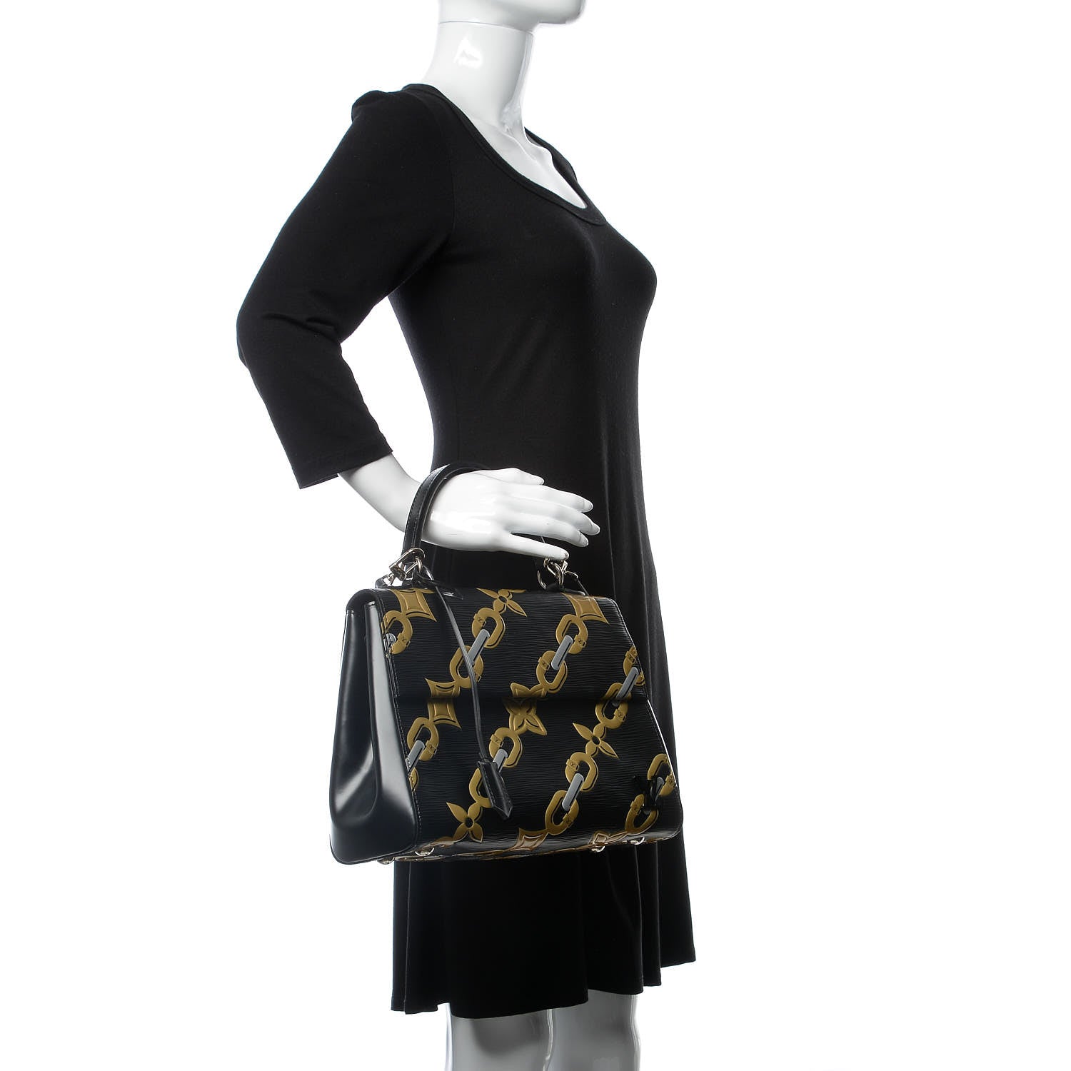 Louis Vuitton Epi Chain Flower Cluny MM Black 2 of 9