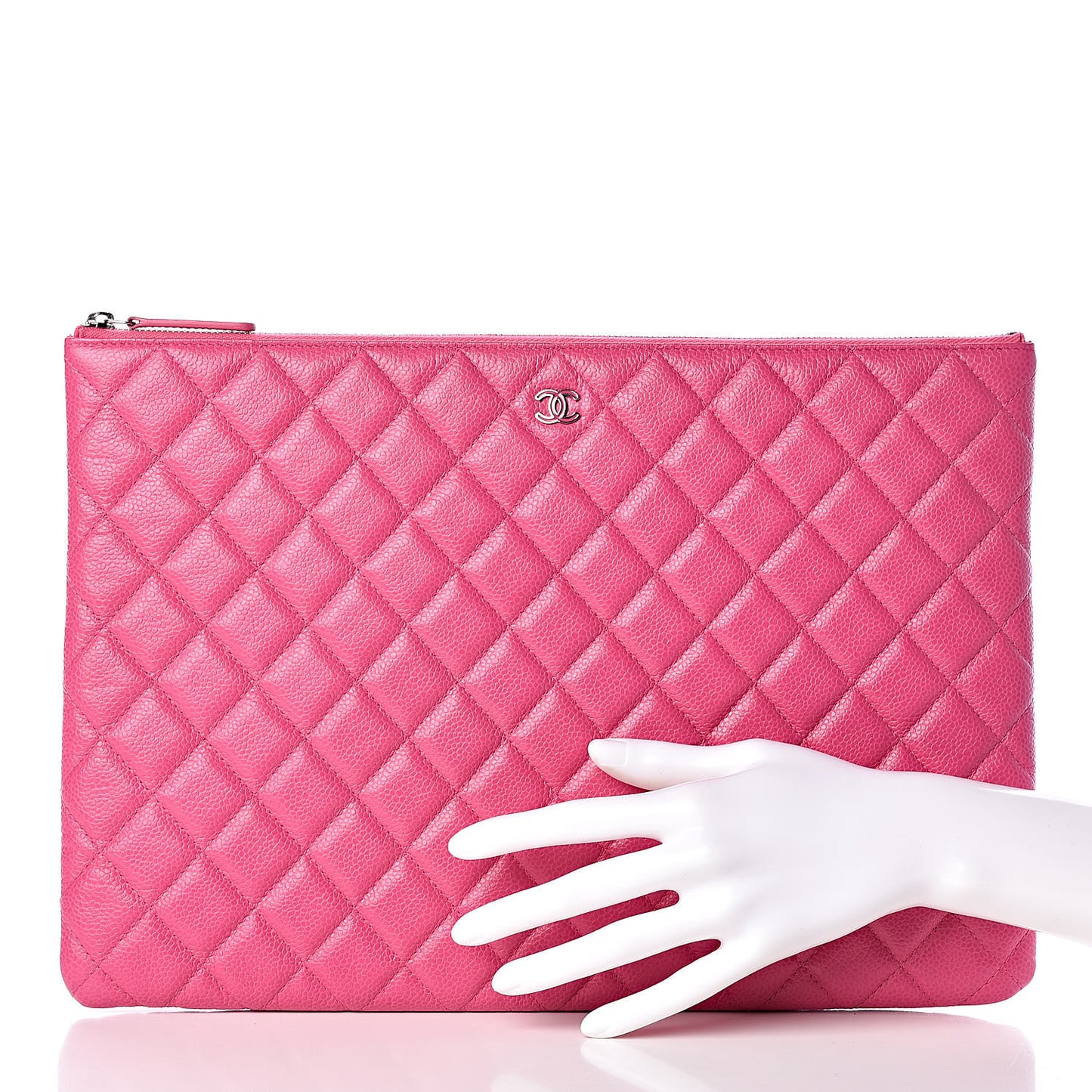 Caviar Quilted Large Cosmetic Case Pink