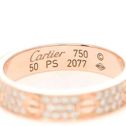 Cartier 18K Pink Gold Diamond 4mm LOVE Wedding Paved Band Ring 50 5.25 4 of 6