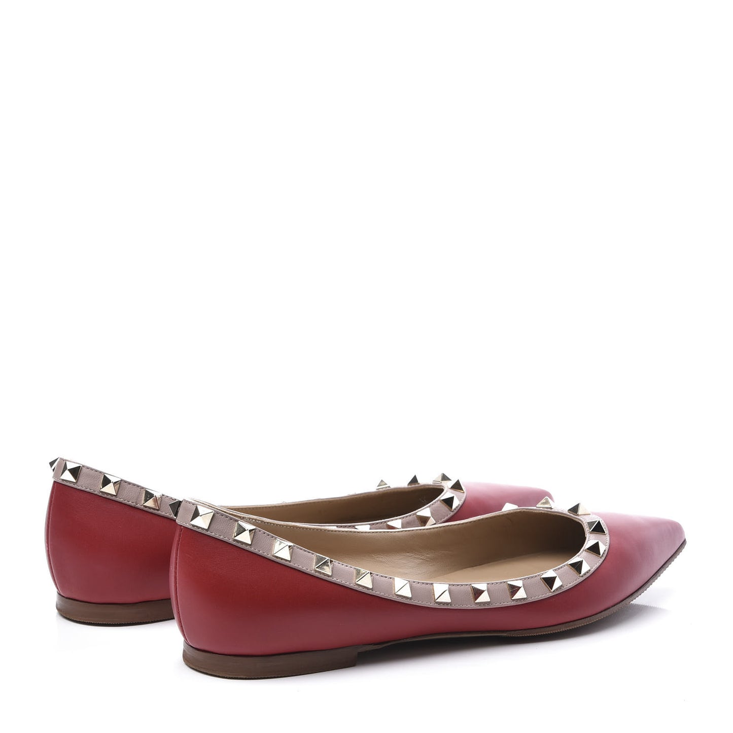 Nappa Rockstud Ballerina Flats 38 Red Poudre