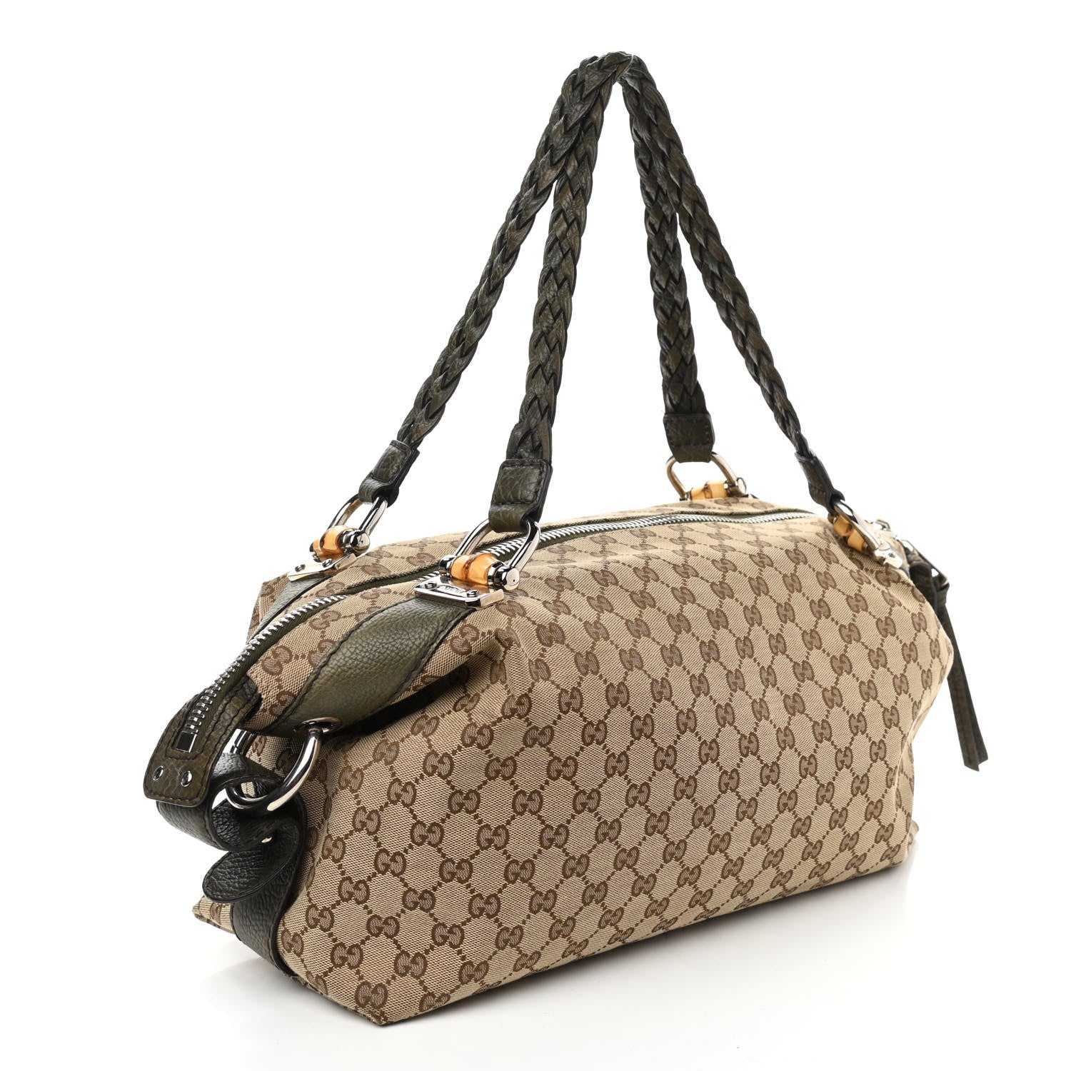 Gucci Monogram Bamboo Bar Medium Tote Olive 2 of 12
