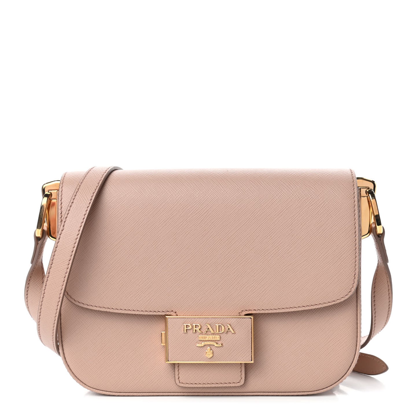 Saffiano Lux Embleme Flap Shoulder Bag Cipria