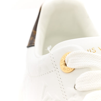 Louis Vuitton Lambskin Embossed Monogram Time Out Sneakers 37.5 White 10 of 10