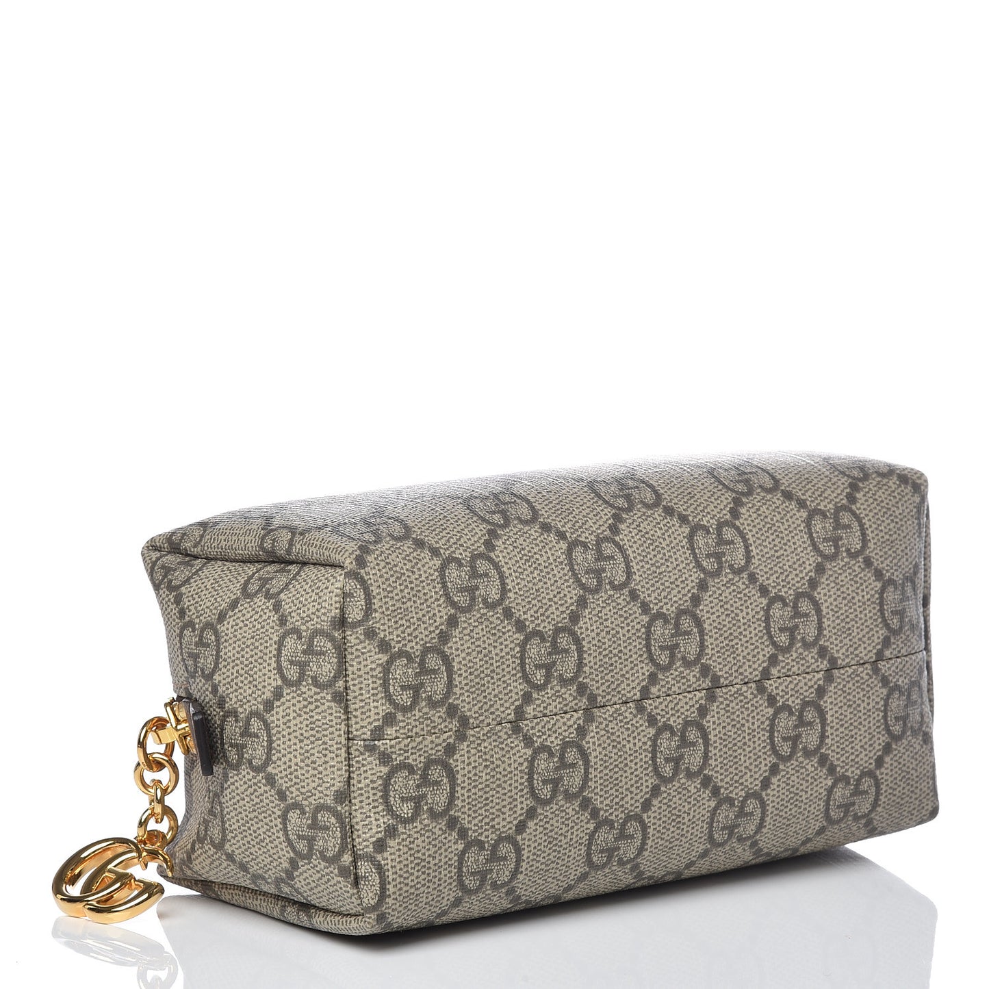 Soft GG Supreme Monogram Calfskin Small Ophidia Cosmetic Case Beige Ebony New Acero