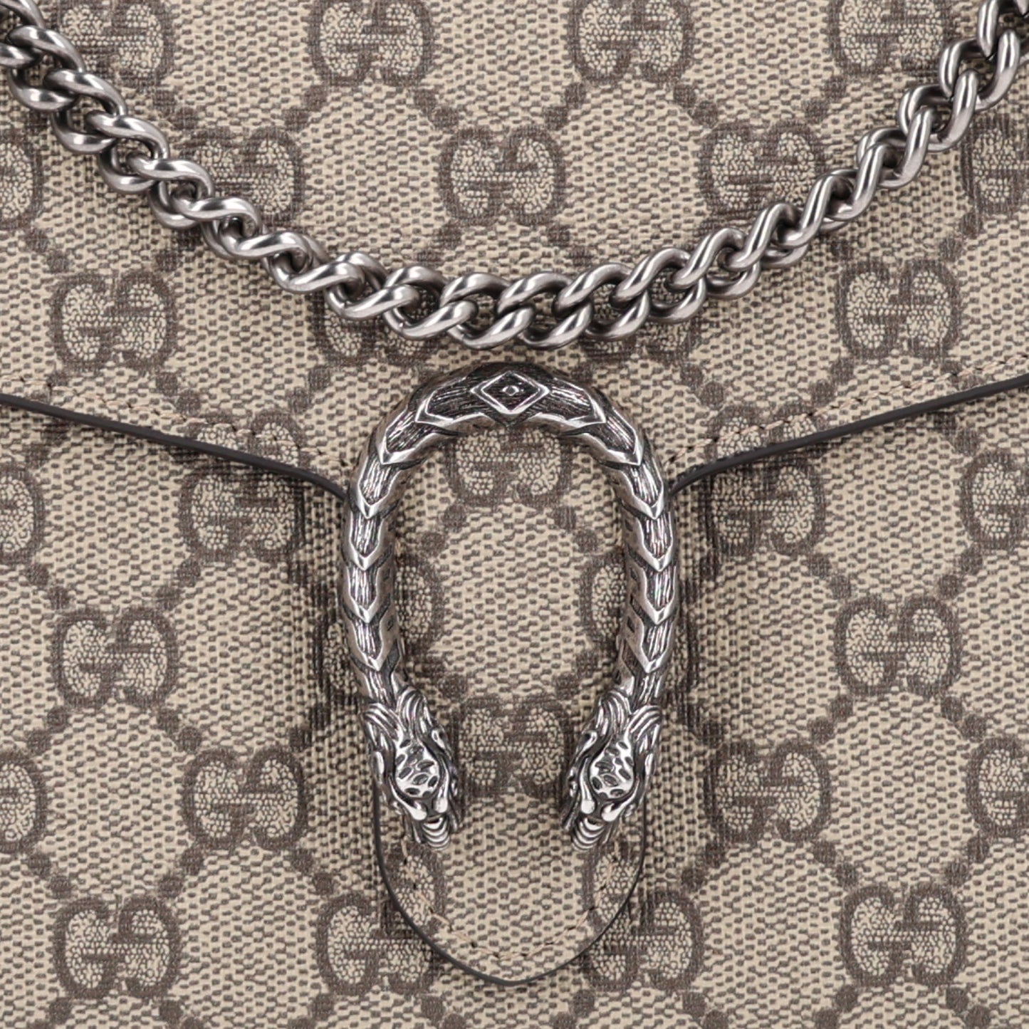 GG Supreme Monogram Mini Dionysus Chain Wallet Beige Vulcanic Red