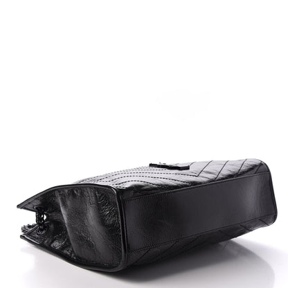 Saint Laurent Crinkled Calfskin Matelasse Monogram Large Niki Shopper Tote Black 4 of 9