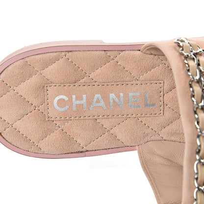 Chanel Lambskin Chain Flat Sandals 36 Beige 7 of 8