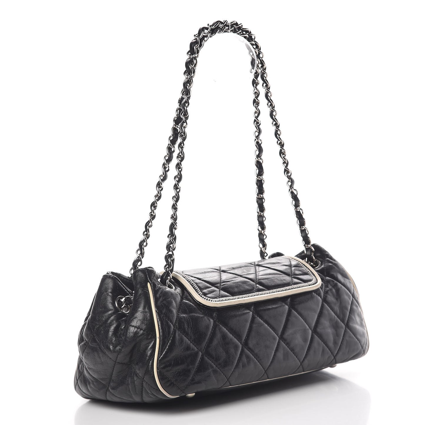 Lambskin Quilted East West Accordion Flap Black
