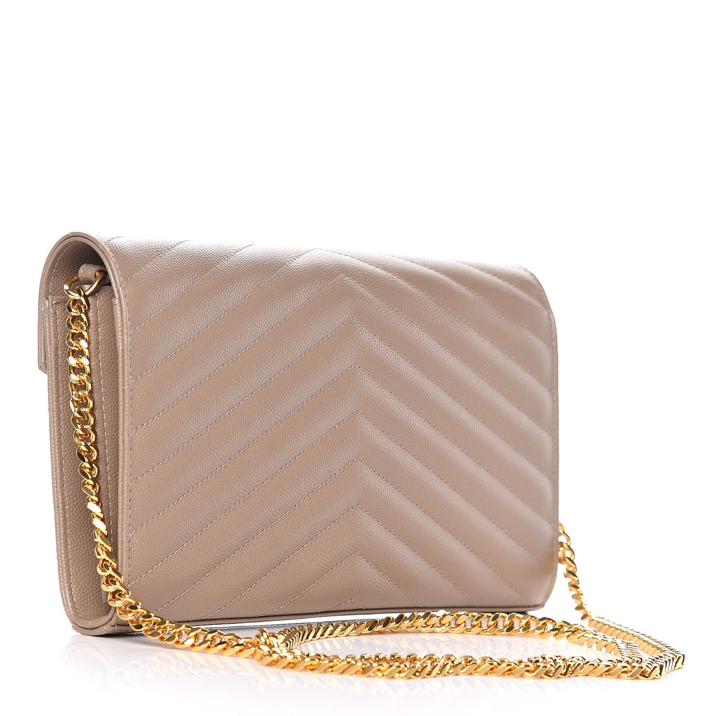 Grain De Poudre Matelasse Chevron Monogram Chain Wallet Dusty Grey