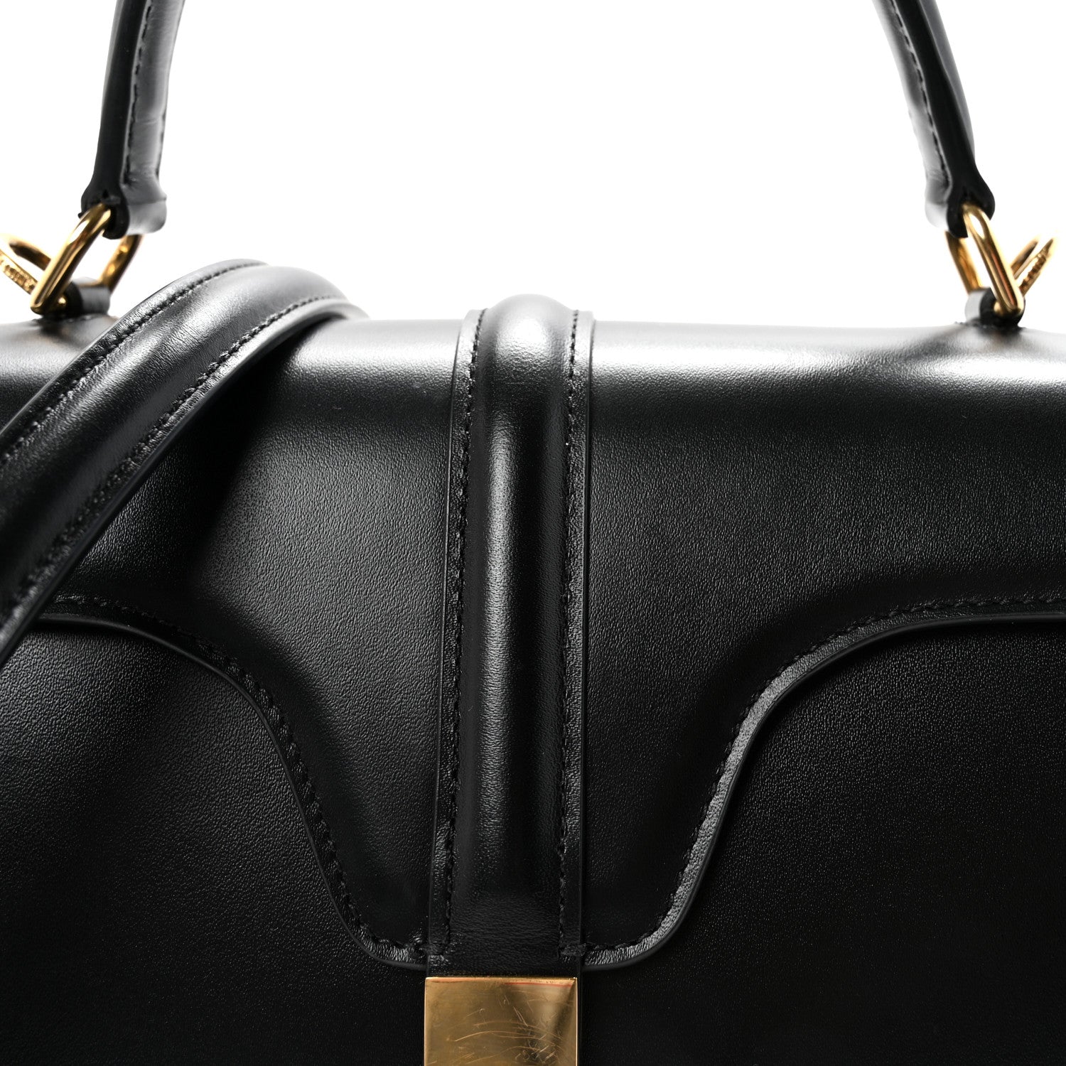 Celine Satinated Calfskin Small 16 Top Handle Bag Black 8 of 10