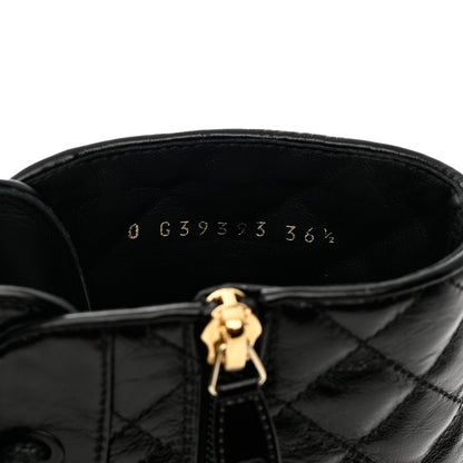 Chanel Shiny Calfskin Patent Quilted Chain Lace Up Combat Boots 36.5 Black 6 of 10