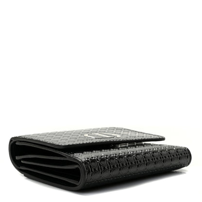 Christian Dior Metallic Patent Micro-Cannage 30 Montaigne Lotus Wallet Onyx Black 4 of 8