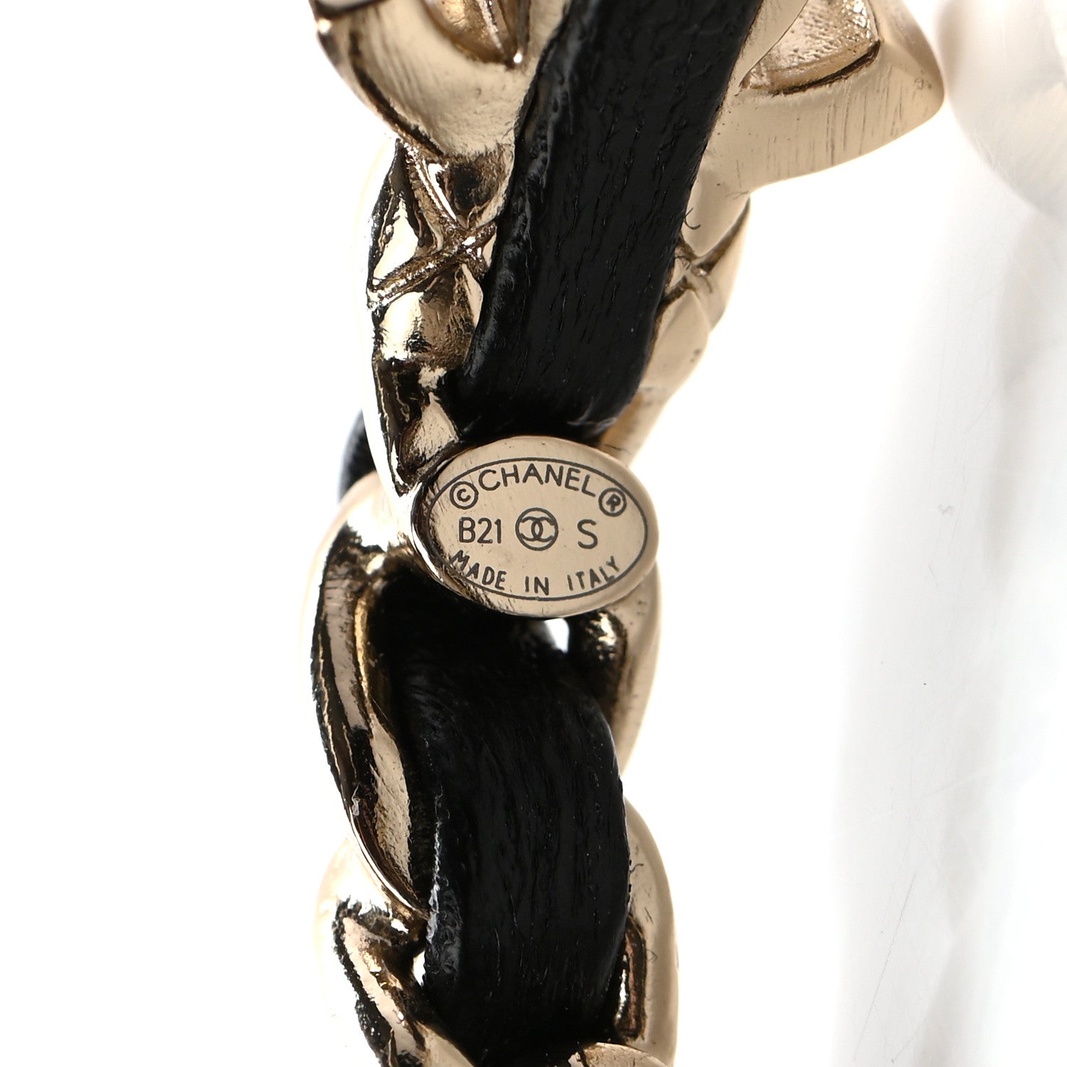 Chanel Lambskin CC Turnlock Chain Hoop Earrings Gold Black 4 of 4