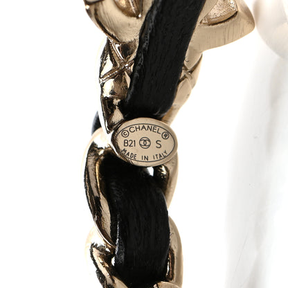 Chanel Lambskin CC Turnlock Chain Hoop Earrings Gold Black 4 of 4