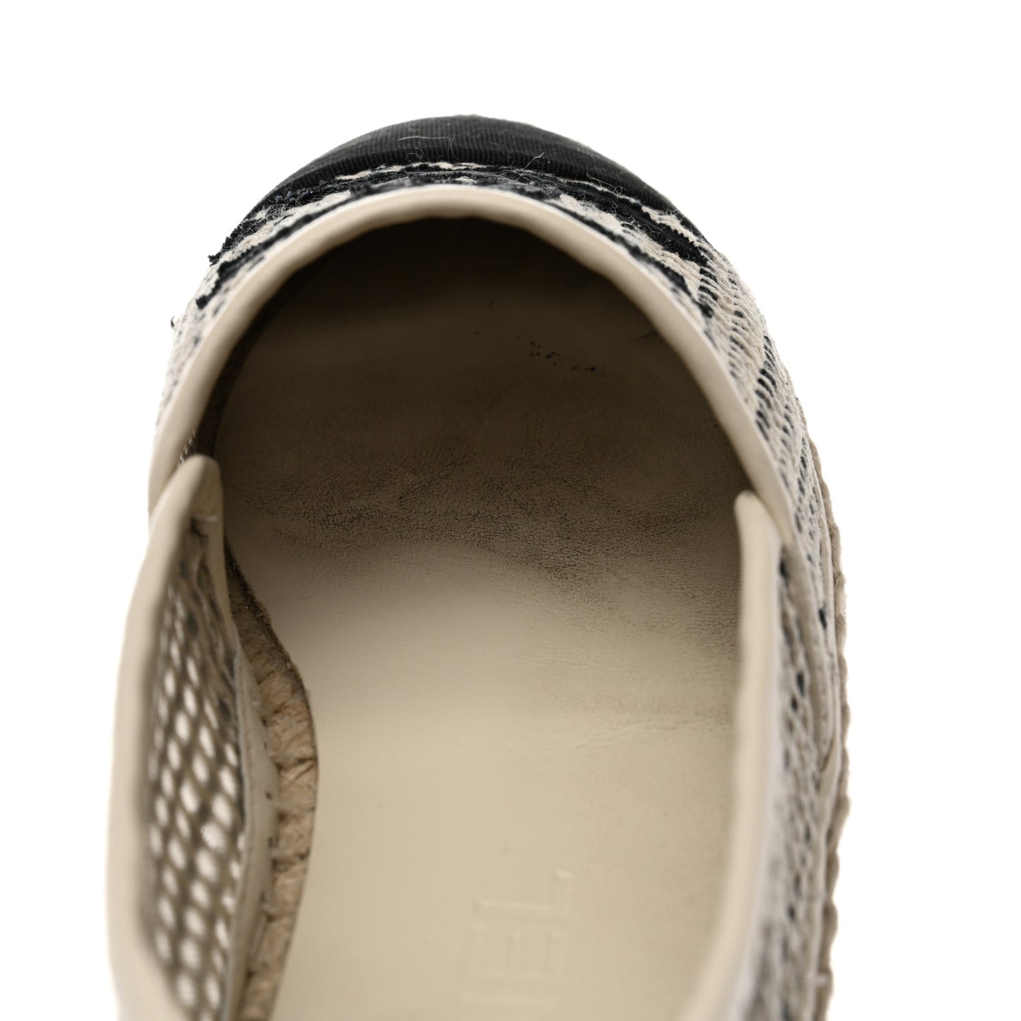 Mesh Grosgrain CC Espadrilles 36 Beige Black