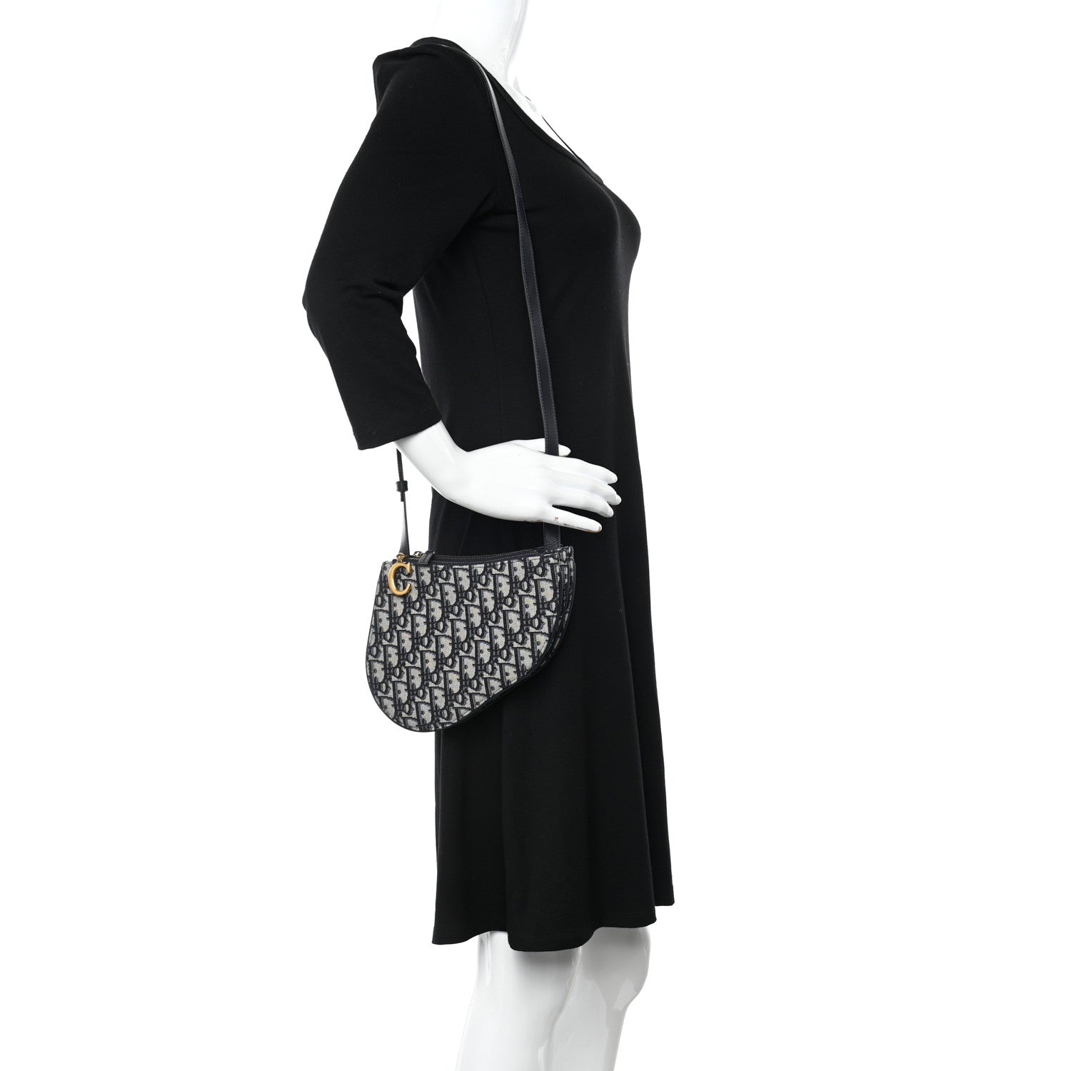Christian Dior Oblique Saddle Pouch With Strap Navy Blue 2 of 12