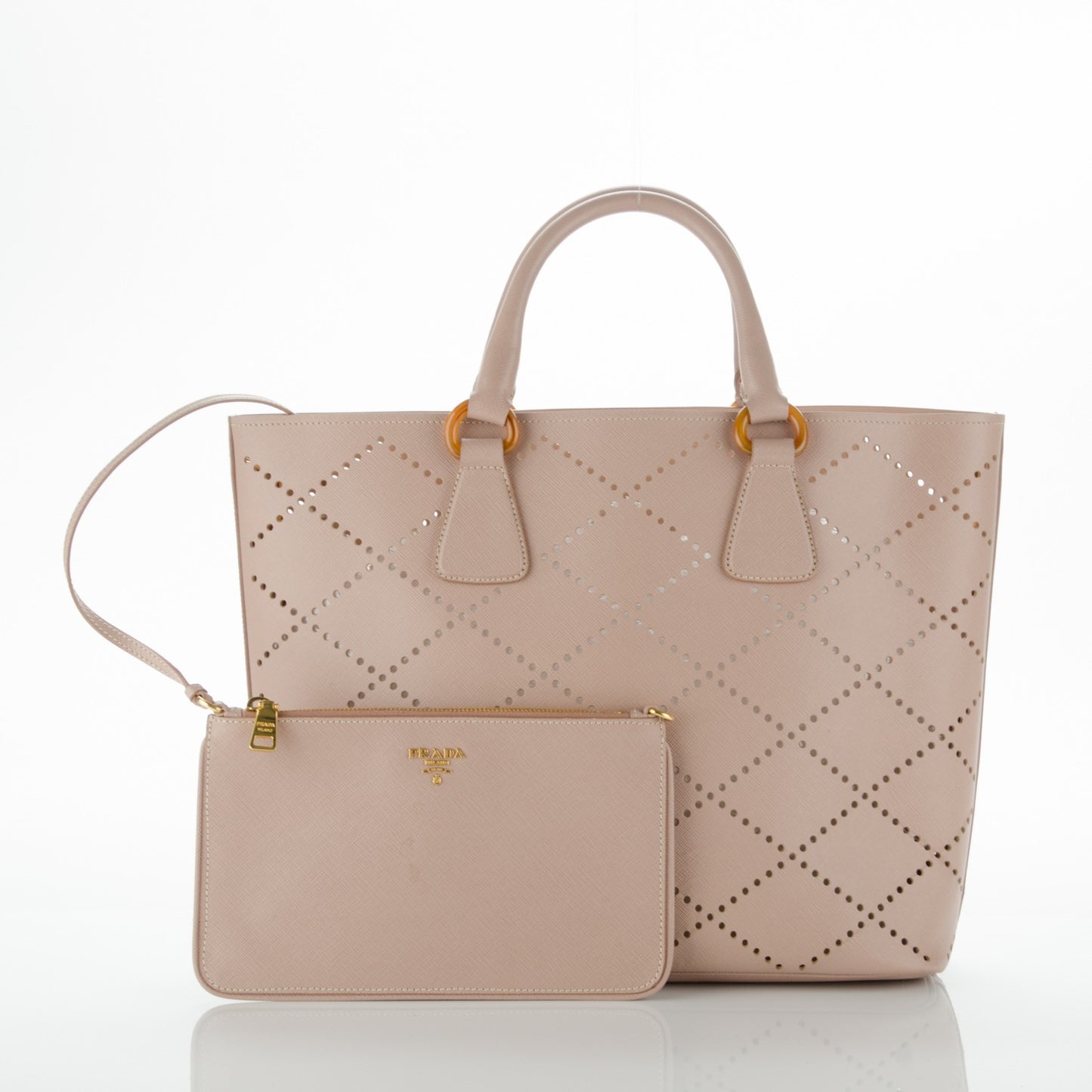 Saffiano Perforated Tote Sabbia