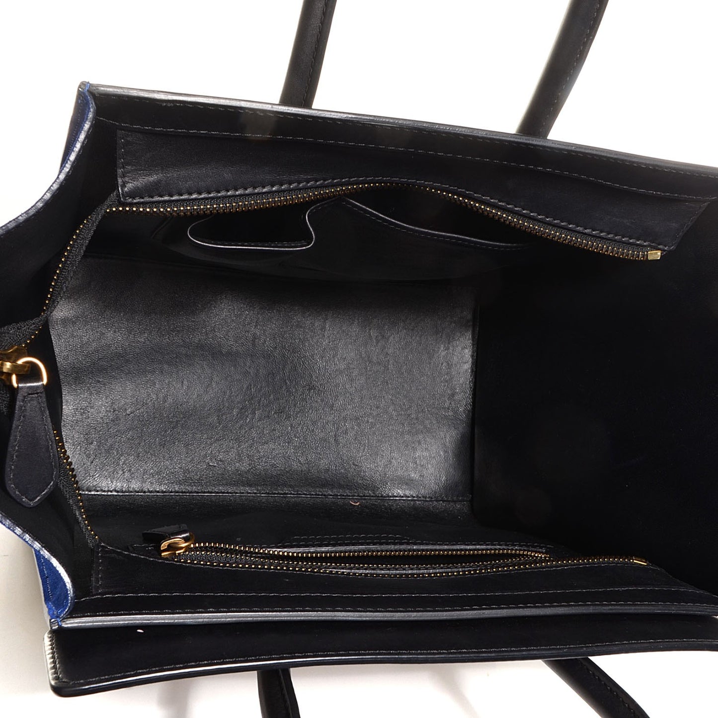 Textured Calfskin Suede Mini Tri-Color Luggage Black