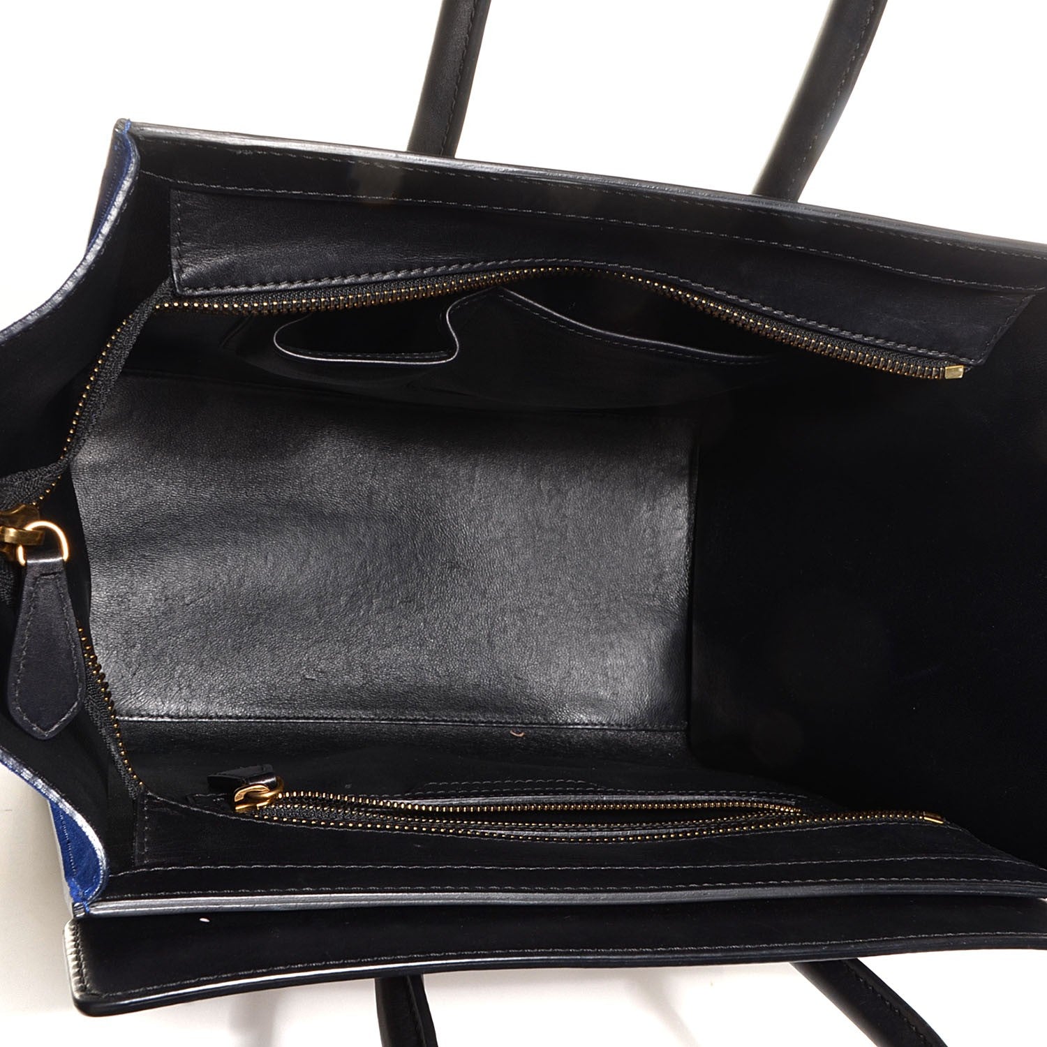 Celine Textured Calfskin Suede Mini Tri-Color Luggage Black 5 of 9