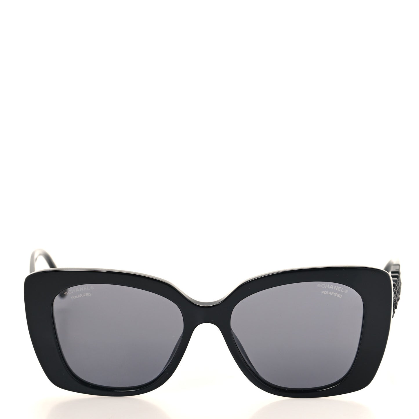 Acetate Strass Polarized Square Sunglasses 5422-B Black